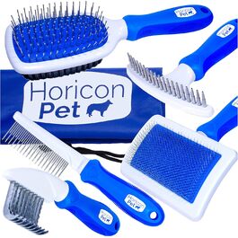 Набір для догляду за шерстю собак Horicon Pet 6-в-1: преміум щітки, гребені, пуходерка, куляста щетина, борстяна щітка, зігнуте лезо, інструменти для видалення ковтунів та линяння
