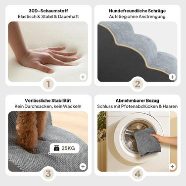 Сходинки для собак Mora Pets: 2 шт., 30 см, сірий, для маленьких собак та котів, з антиковзким покриттям