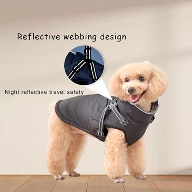 Зимовий одяг для собак ZoneYan, чорний, XS: теплий, водовідштовхуючий, з регулюванням та світловідбиваючими елементами