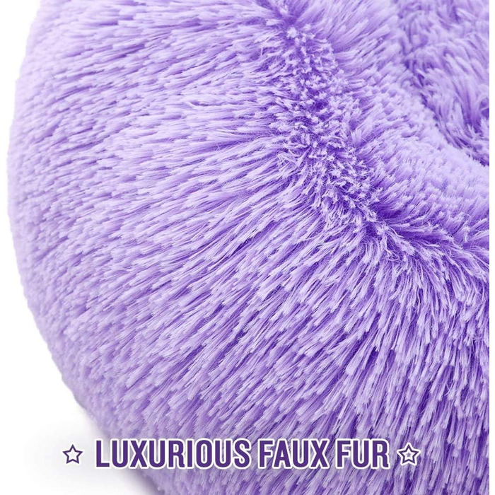 Кругле ліжко для собак та котів Donut, плюшеве, миється, 110 см (фіолетовий)