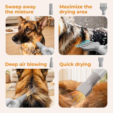 Фен для собак Pecute: потужний сушар для грумінгу з регулюванням температури та швидкості, комплект для догляду за тваринами