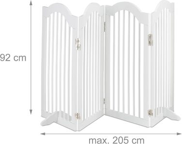 Захисне ворота Relaxdays, самостійно стояче, 92 x 205 см, розкладне, з ніжками, для собак та котів, біле