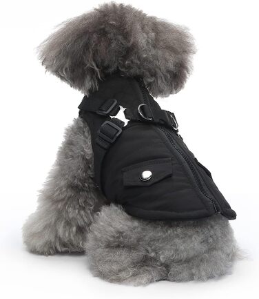 Тепла куртка для собак, 2-в-1, без тяги, для цуценят та собак середніх розмірів, чорна