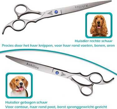 Набір професійних ножиць для грумінгу собак Achilles – 17,8 см, для догляду за шерстю