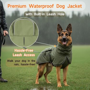 Водонепроникний дощовик для собак, регульована куртка для великих та середніх собак, дощовик з кліпсою, теплий водонепроникний костюм для Лабрадора, Хаскі (Чорний XXL)