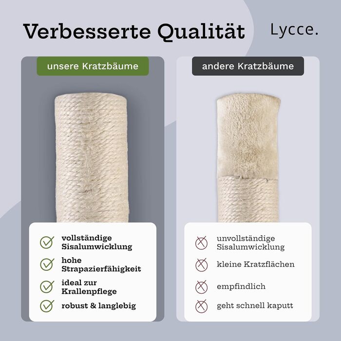 Когтеточка-комплекс Lycce Kratzbaum Royal 145 см: багатоярусна з 10 когтеточками, гніздом, гамаком, 4 платформами, плюшевим м'ячиком, бежева, стабільна, економна