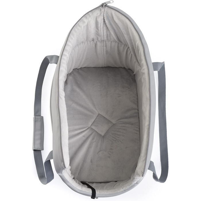 Сумка-переноска для собак та котів | Шкіряна сумка-переноска з гумкою та карабіном | до 15 кг | Шкіра | Розмір L | Сірий колір (42 x 29 x 33 см)