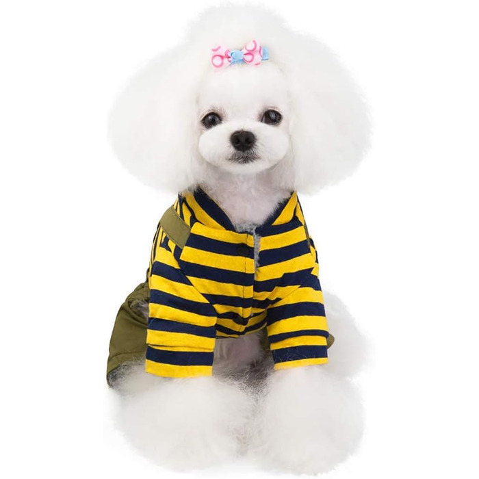 Теплий пуловер для собак та котів з капюшоном, джинсовий, з флісу, жовтий (M)