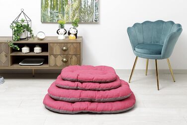 М'яке ліжко для собак та котів Baroni Hoe, 47x70x8 см - Doubleface (червоні та білі сердечка, L)