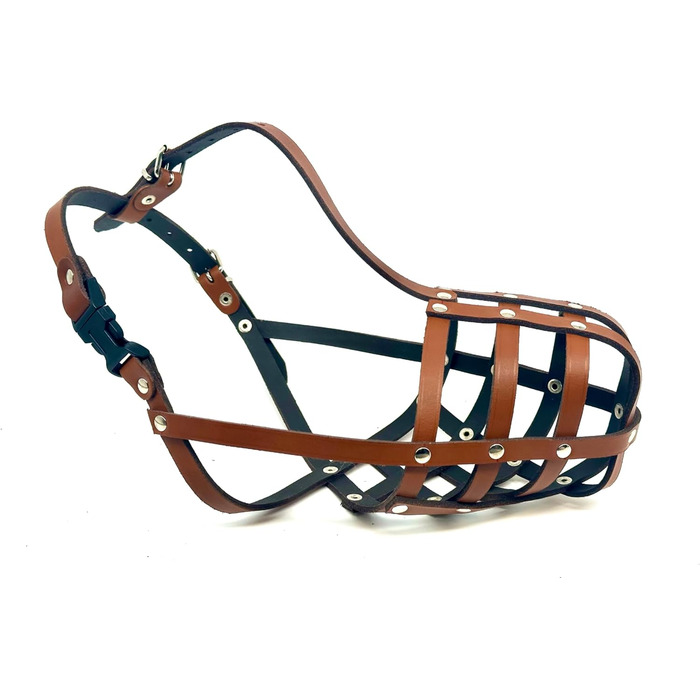 Шкіряна маска для собак Bullterrier та інших коротконосих порід (L&J Pets, чорна, BT2)