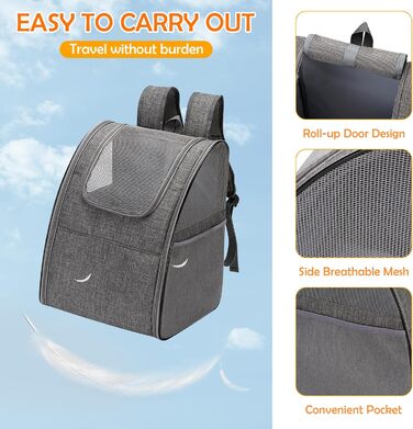 Рюкзак для тварин ALLSOPETS: зручний та дихаючий для котів та собак, знімний килимок, ідеально для подорожей, прогулянок та хатнього використання (сірий)