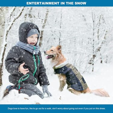 PETCUTE Зимовий теплий куртка для собак з відбиваючими елементами, регульований, з отвором для повідка, для маленьких, середніх та великих собак (S, Зелений)