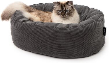 Ліжко для котів LucyBalu Dinghy, антрацит, м'яке, для малих і великих котів, знімний чохол, пране, котяче ліжко-диван, подушка, місце для сну