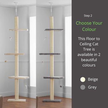 Кігтеточка-деревце Kratzbaum Deckenhoch XL (215-280см) - регульована висота, іграшковий комплекс для котів (бежевий)