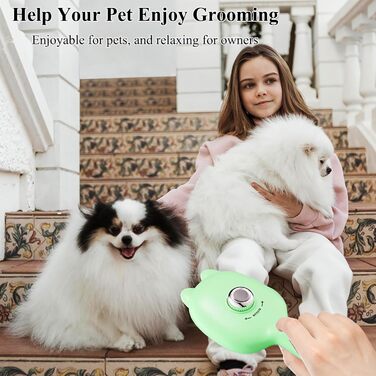Щітка для собак маленьких порід самоочищувана - регульована, рожева та зелена