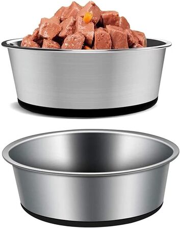 Набори мисок для собак та котів Mery Home з нержавіючої сталі з силіконовим дном, чорні, 2 шт., 14 см (520 мл)