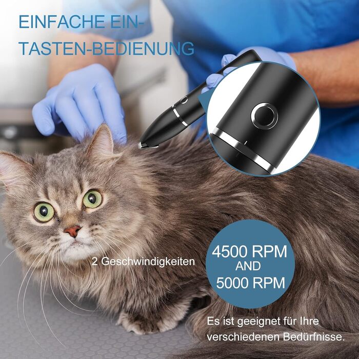Триммер для обрізки кігтів собак з керамічним лезом - IPX7, USB, безпечний, тихий, чорний