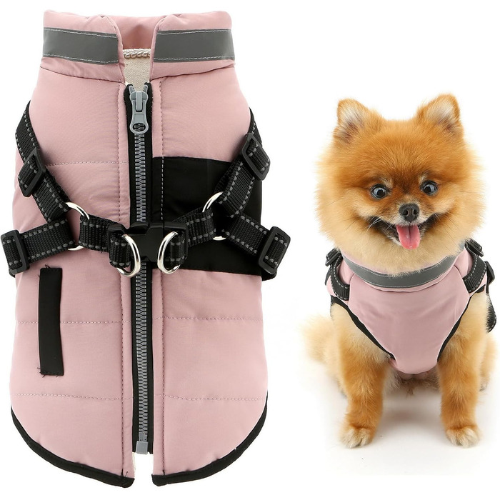 Теплий жилет для собак та котів SMALLLEE_LUCKY_STORE, флісова підкладка, спортивний дизайн, з поворотним кільцем, для чихуахуа, йоркширського тер'єра, рожевий xs