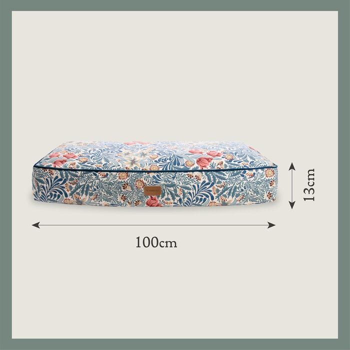 Матрац для собак Rosewood x Morris & Co. великого розміру, бордовий, товсто стертий, з неслизьким дном, можна прати, з принтом William Morris (Bower Berry Print, L)