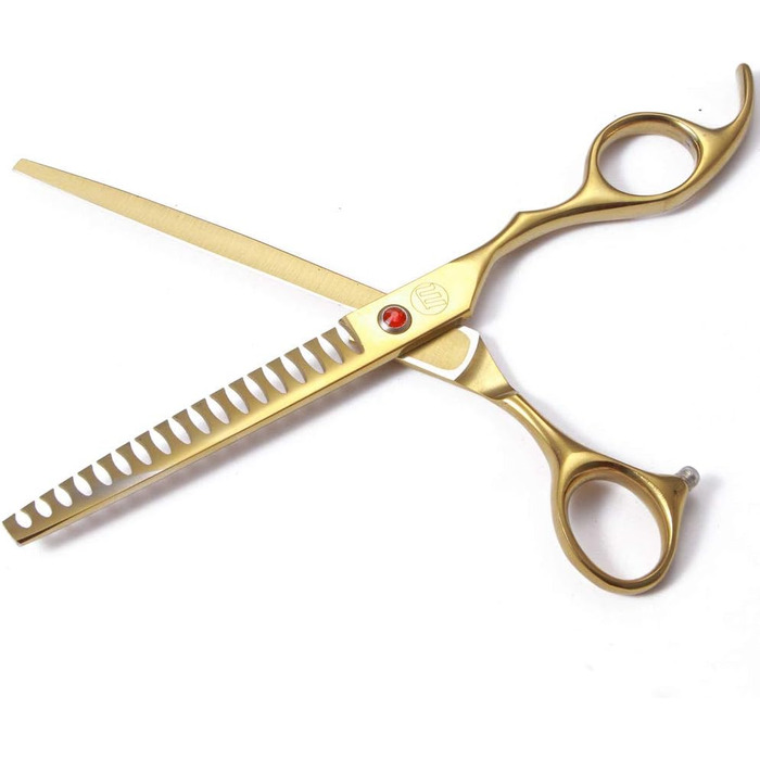 Набір професійних ножиць для грумінгу собак Moontay, 17.8/20.3 см, ножиці для грумінгу собак, вигнуті ножиці для грумінгу, ножиці для стрижки з гребенем (17.8 см, золоті)