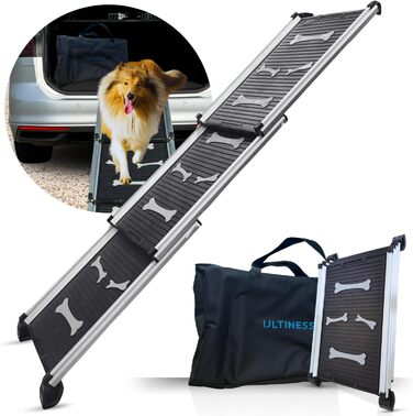 Рампа для собак Ultiness® - телескопічна, складна, з антиковзким покриттям, з алюмінію. Підходить для авто, позашляховиків та вантажівок.