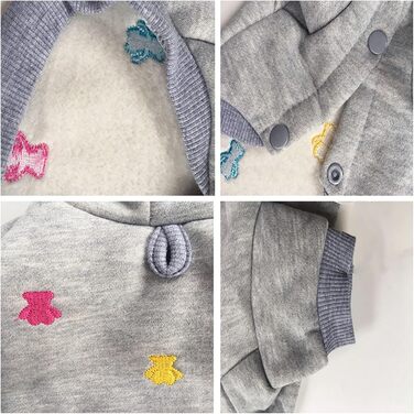 Флісовий теплий костюм-піжама для собак - флісовий худі для маленьких та середніх собак, Французький бульдог, Даксель, Чихуахуа, сірий колір