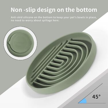 Повільний годівник для собак та котів, миска з силікону, пазл для здорового харчування, нековзна, для миття в посудомийній машині, сіро-зелений, без BPA