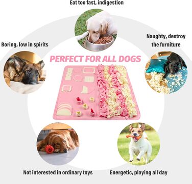 Килимок для носа собак великих та малих (100,1 x 100,1 см) – розвиваюча іграшка, легко заповнювати, машинне прання, навчання, активність/іграшка для домашніх тварин, ідеально для зняття стресу, рожевий