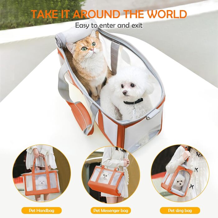 Транспортна сумка для собак та котів ALLSOPETS - дихаюча переноска для цуценят, котів. Переноска для тварин з виймальною підстилкою. Ідеальна для подорожей, кемпінгу та прогулянок. (Червона)