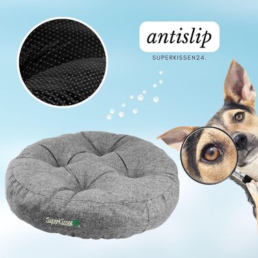 Гіркий лежак для собак середніх порід SuperKissen24 - водонепроникний лежак для котів - лежанка для собак з антикіготного матеріалу - антиалергенний та протиковзкий - лежанка для собак M 60 см x 14 см сірий