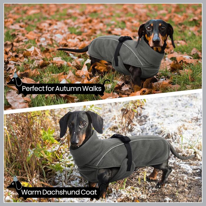 Теплий зимовий одяг для такси (M), Куртка для собак з високим коміром та світловідбиваючими смугами, Сірий (M)