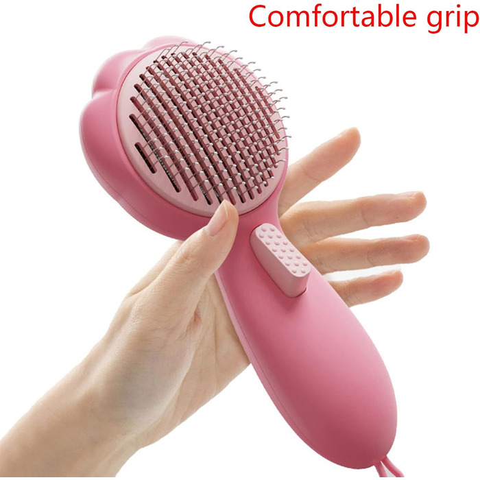 Щітка для собак для видалення шерсті, масажна щітка для котів, видаляє випадаючу шерсть та сплутаності, м'які щетинки, самоочисна, для собак з масажем, блакитна