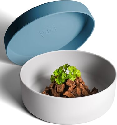 Миска для собак Ne&no® Silikon 1200 мл з кришкою | Безпечна, неслизька, для малих та середніх собак | Набір миски та кришки (сталево-блакитний)