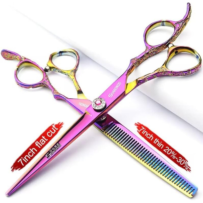 Професійні ножиці для перукарів 7 дюймів з малюнком троянд, комплект 2 шт. з японської нержавіючої сталі