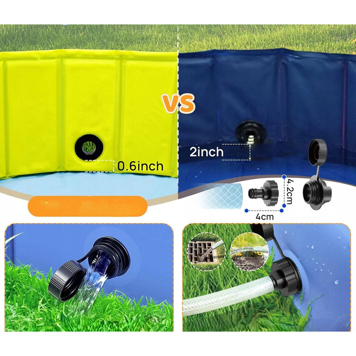 Складаний басейн для собак великого розміру, протиковзкий, для саду та двору (120x30 см)