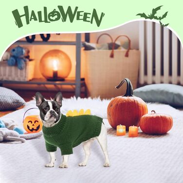 Пуловер NACOCO на Halloween з динозавром для собак – святковий пуловер для домашніх тварин, костюм дракона, одяг для цуценят, зручний, теплий, в'язаний, для котів та собак, теплий зимовий костюм