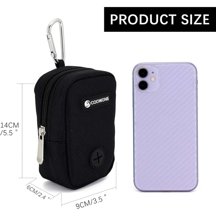 Сумка для ласощів та пакетиків для вигулу собак COOWONE, рожева (чорна)