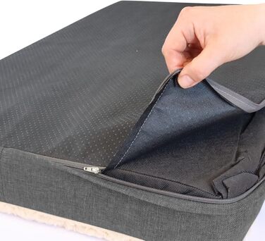 Ортопедичний килимок для собак Bobby, віскоеластична піна, знімний чохол, м'яке штучне хутро: 120x75 см, (L, Бежевий)