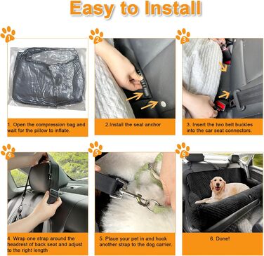 Підвищення для собак в авто, автокрісло для собак до 11,3 кг, з ременями безпеки, чорне, для передніх та задніх сидінь