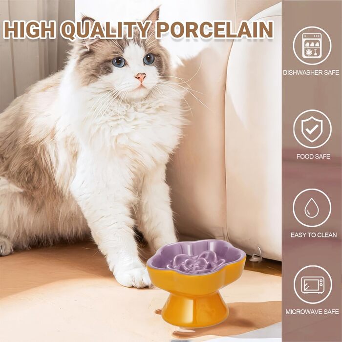 Антишвидкісний миска для собак, миска для котів та маленьких собак, керамічна миска (Морінгенблюте) (Зонне Гліциніє)