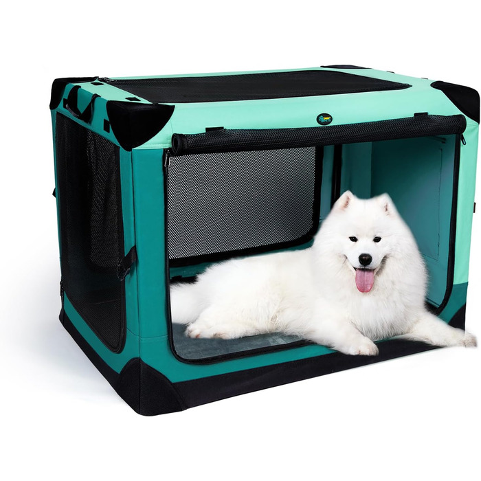 Складана переносна переносна клітка для собак та котів Ownpets з міцним сталевим каркасом, 4 дверцята, розмір L (91.5 x 63.5 x 63.5 см)