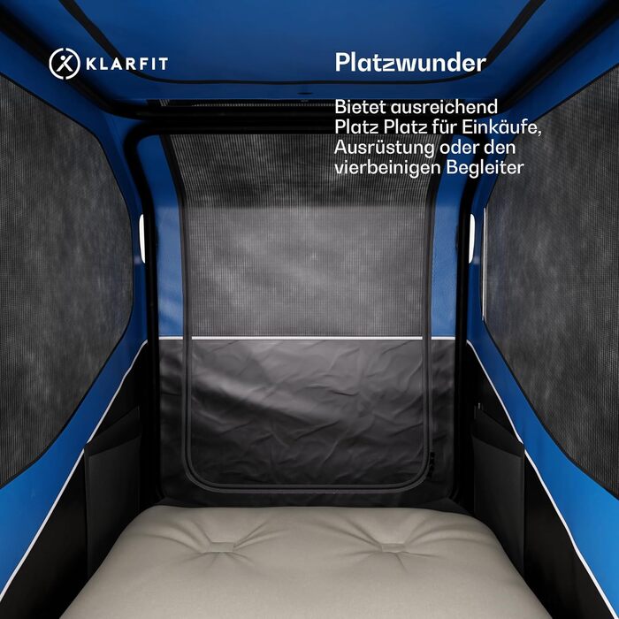 Klarfit Goldie Home: Причіп для собак, 334 л, водовідштовхуючий, для дому та вулиці, вантажопідйомність 40 кг, складання, 16-дюймові колеса