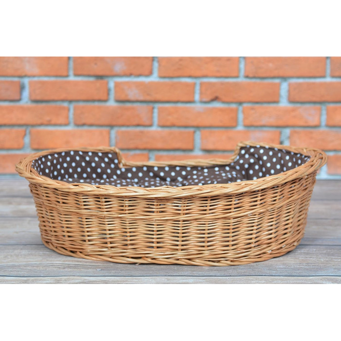 Корзина для собак з лози e-wicker24 502-60, брунатний колір, 60 x 43 x 19 см (80 x 60 x 26 см), натуральний дизайн