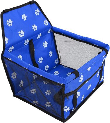 Переноска для тварин з принтом лап, складана переноска для собак з тканини, миється, з ременями безпеки та підставкою - Комфортна та безпечна для авто та подорожей (Сіра підставка з лапами, Сира підставка з лапами з відбитком лапи, Синя підставка з лапами