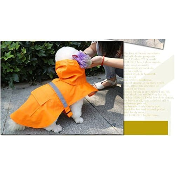 Дощовик для собак, дощовий плащ з капюшоном для собак з шлейкою, легкий та світловідбиваючий дощовик для середніх та великих собак (Помаранчевий, XS)