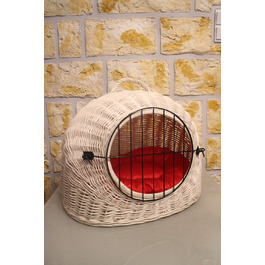 Транспортний кошик для котів, котяча печерка, кошик з плетіння лози з подушкою