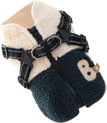 Зимовий одяг для собак – вітрозахисний жилет з флісовою підкладкою, тепла куртка з інтегрованим шлейкою для прогулянок на вулиці в холодну погоду, для цуценят, маленьких та середніх собак, рожевий/білий (зелений та білий)