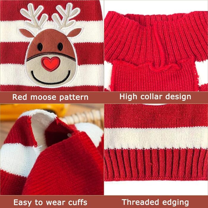 Пуловер для собак на Різдво: теплий в'язаний пуловер з візерунком оленя для собак та цуценят. Ідеальний костюм для святкування Різдва та подарунок для вашого улюбленця