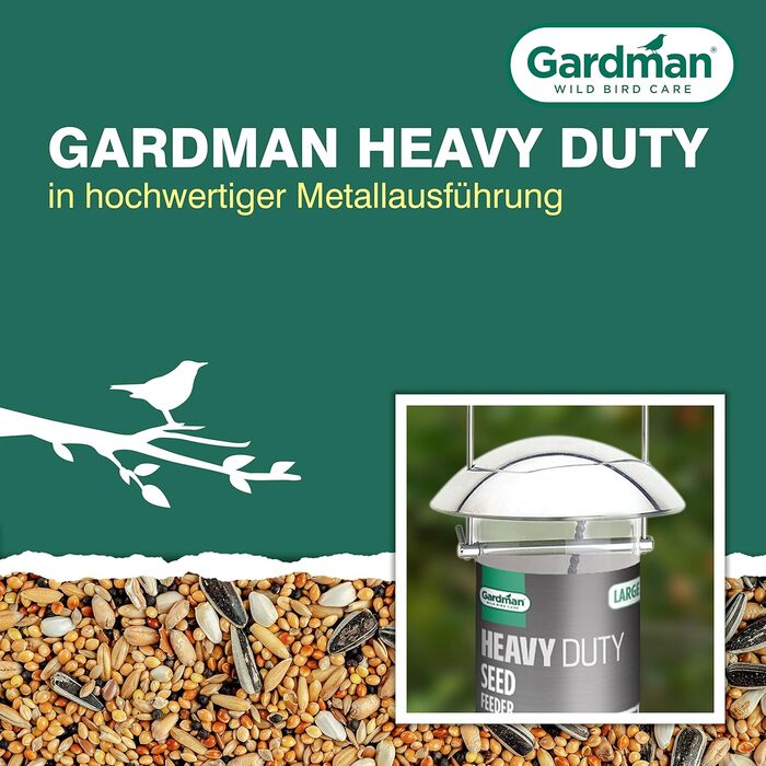 Годівниця для птахів Gardman Heavy Duty – міцна металева годівниця з 4 місцями для насіння, соняшника та горіхів