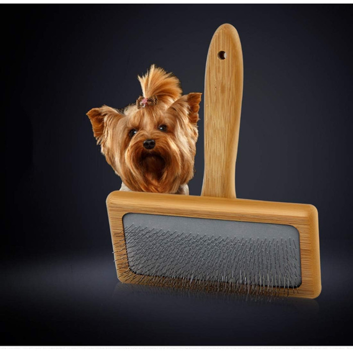 Щітка для грумінгу домашніх тварин з дерев'яною ручкою та металевими шпильками. Інструмент для видалення шерсті та розпушування. Підходить для собак та котів.